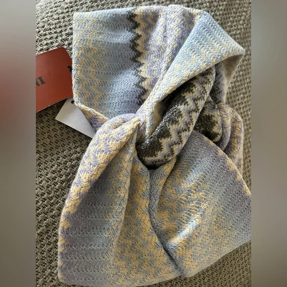 Missoni Zigzag Knit Head Scarf Blue Multicolor NWT